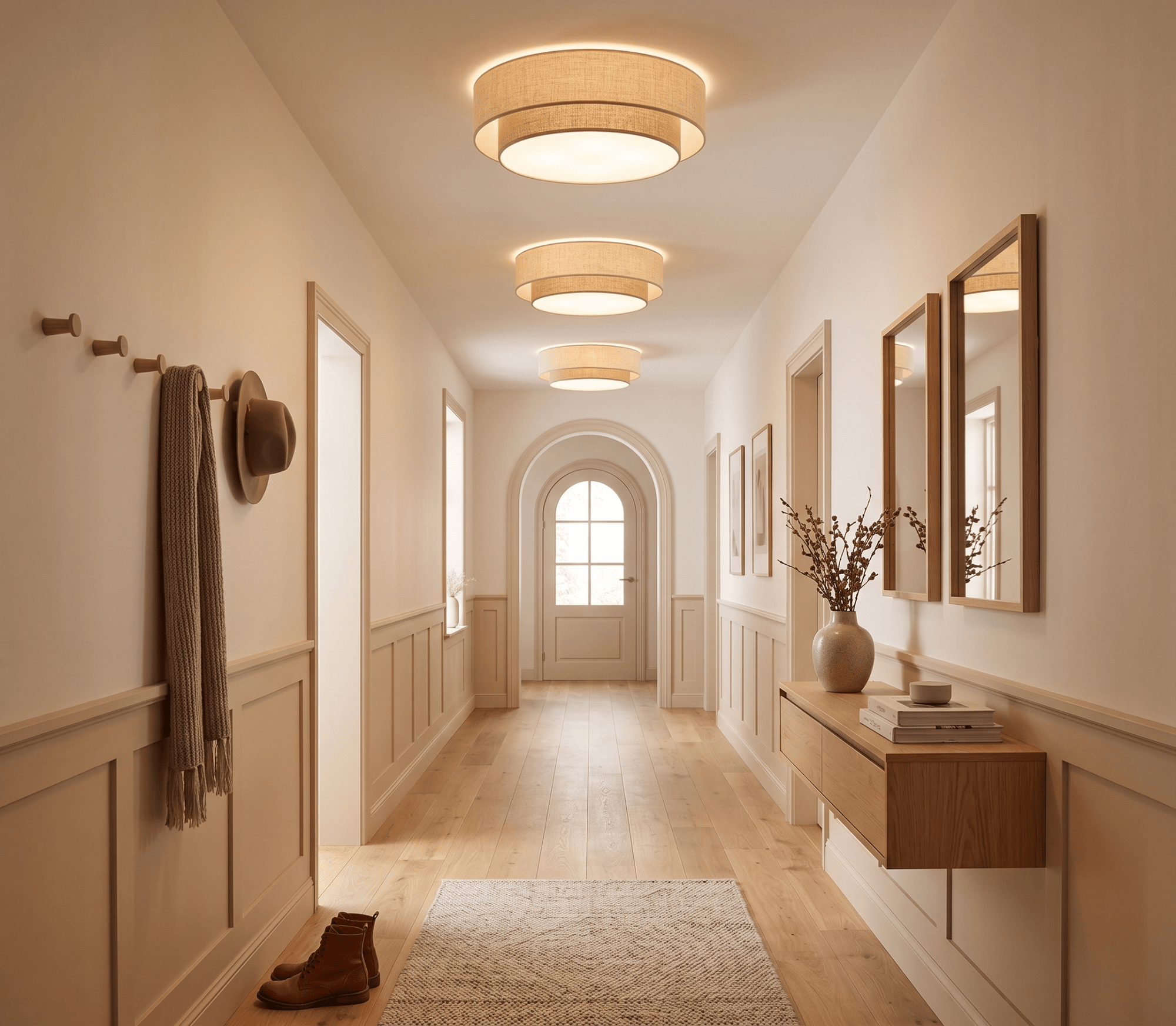 CALISTO JUTE Scandinavian Flush Mount Ceiling Light for Bedroom, Hallway & Living Room - Dekor Butik