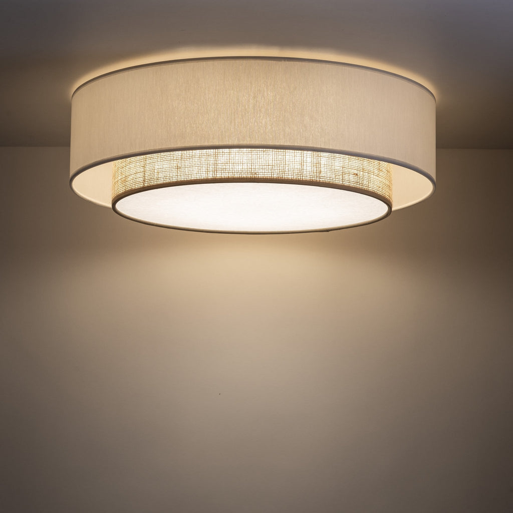 CALISTO JUTE Scandinavian Flush Mount Ceiling Light for Bedroom, Hallway & Living Room - Dekor Butik