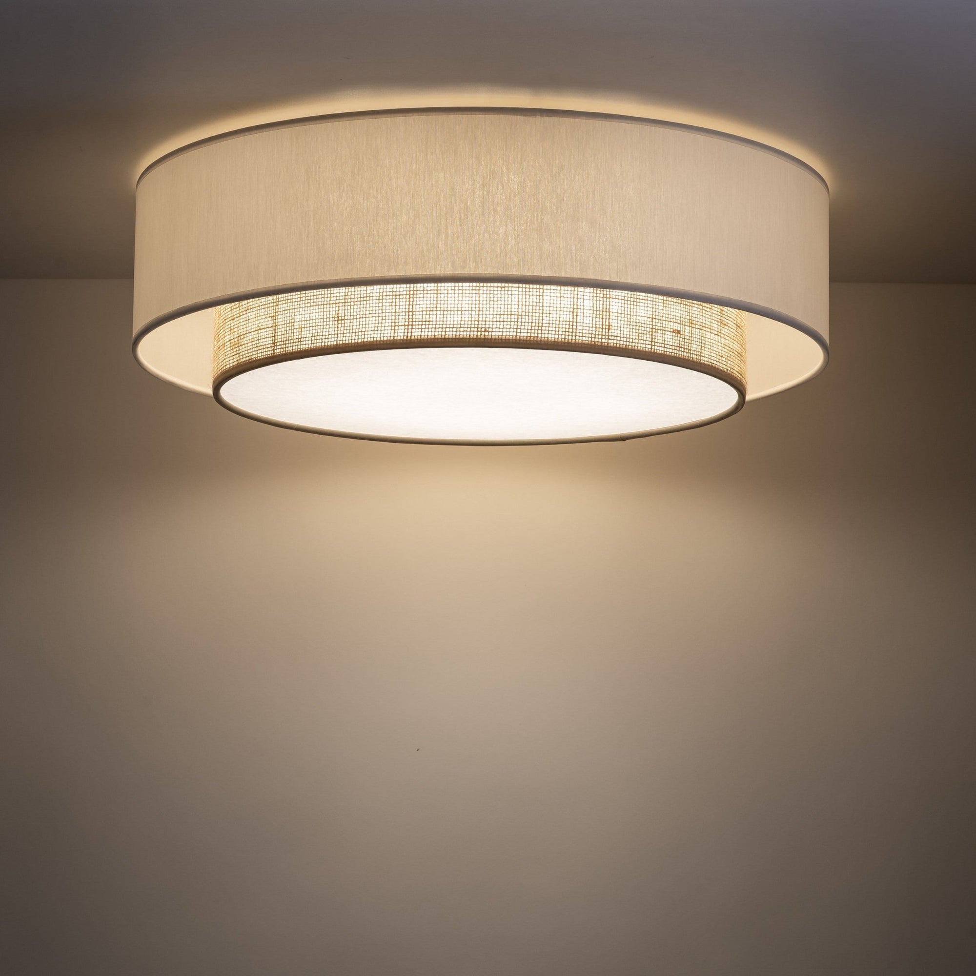 CALISTO JUTE Scandinavian Flush Mount Ceiling Light for Bedroom, Hallway & Living Room - Dekor Butik