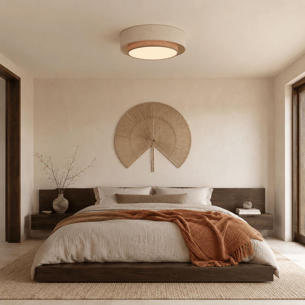 CALISTO JUTE Scandinavian Flush Mount Ceiling Light for Bedroom, Hallway & Living Room - Dekor Butik