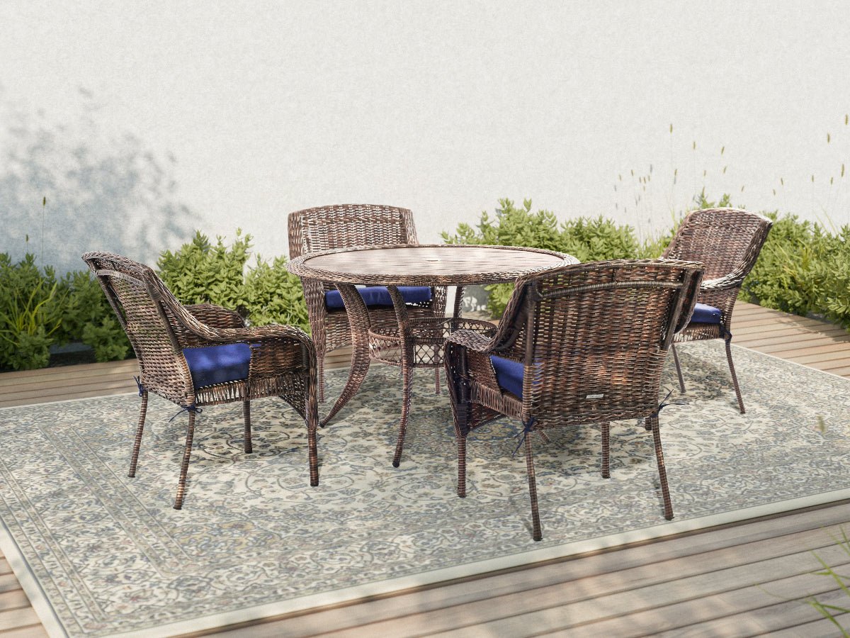 Cambridge 5 - Piece Outdoor Wicker Dining Set - Dekor Butik