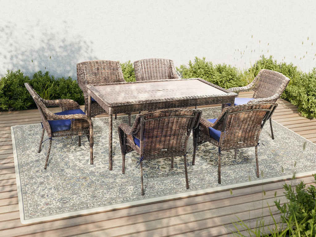 Cambridge 7 - Piece Outdoor Wicker Dining Set - Dekor Butik