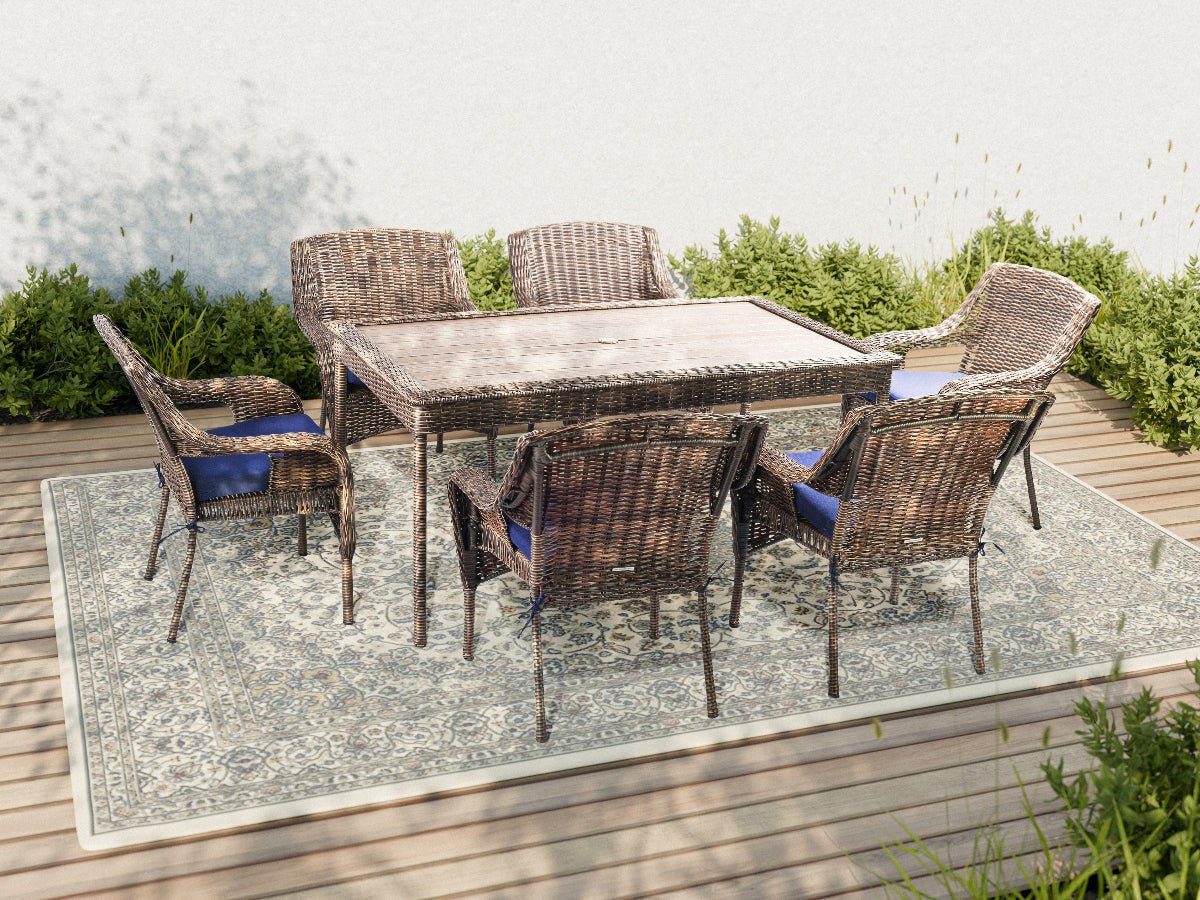 Cambridge 7 - Piece Outdoor Wicker Dining Set - Dekor Butik