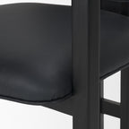 Carlisle Curved Back Black Leather Tripod Frame Dining Armchair - Dekor Butik