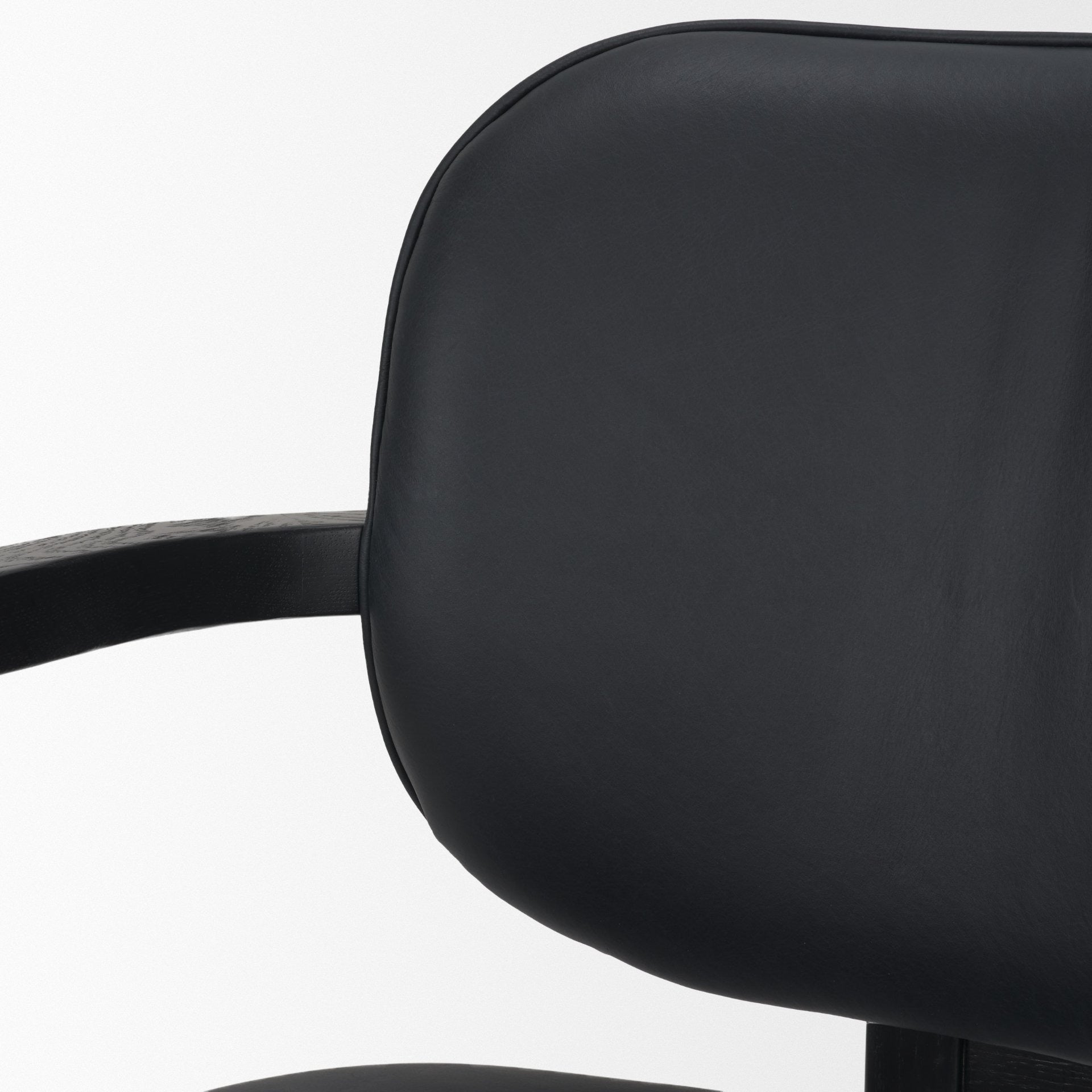 Carlisle Curved Back Black Leather Tripod Frame Dining Armchair - Dekor Butik