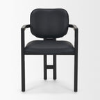 Carlisle Curved Back Black Leather Tripod Frame Dining Armchair - Dekor Butik