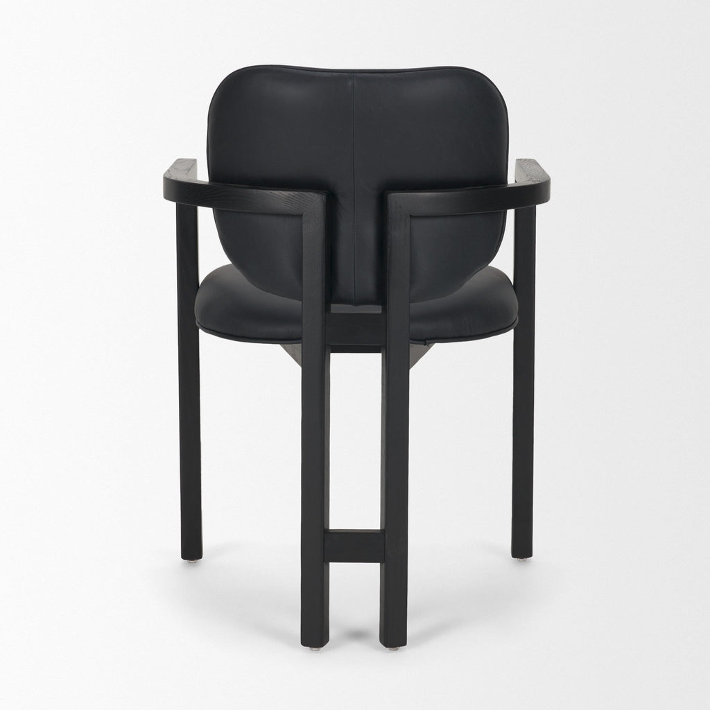 Carlisle Curved Back Black Leather Tripod Frame Dining Armchair - Dekor Butik