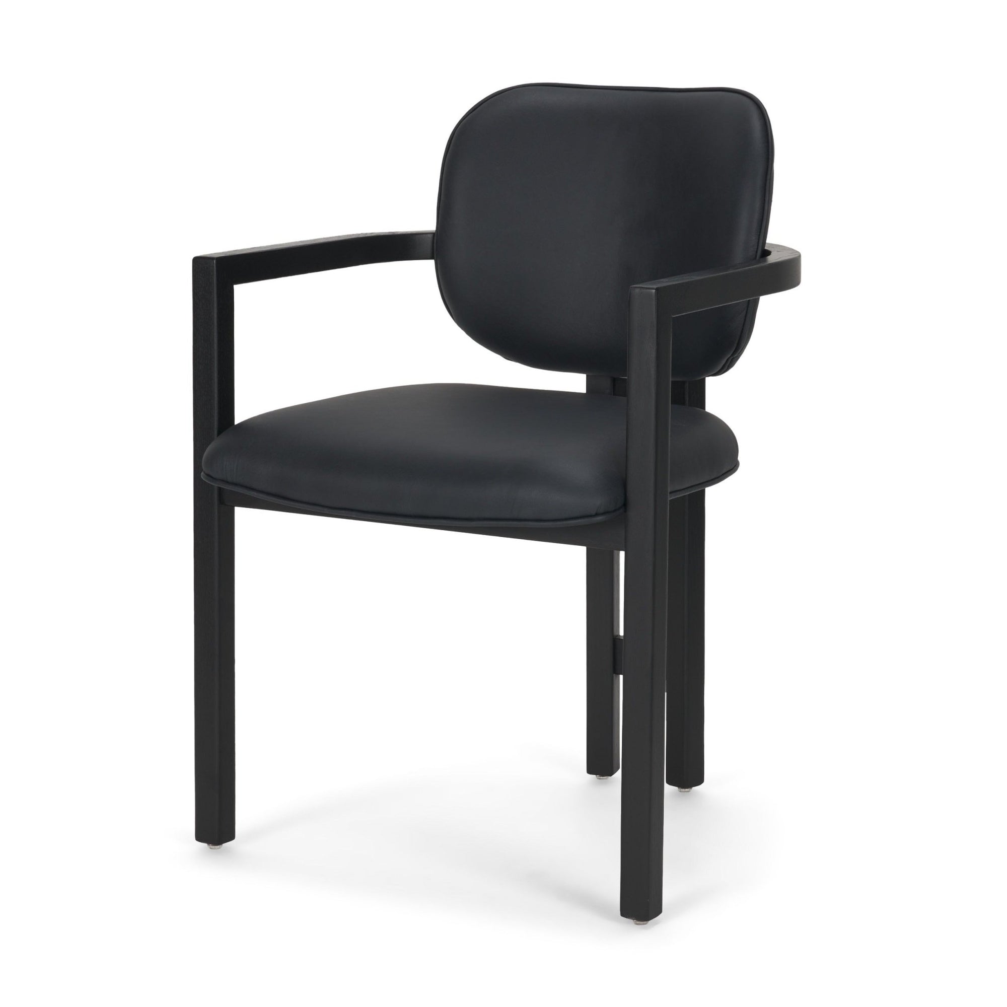 Carlisle Curved Back Black Leather Tripod Frame Dining Armchair - Dekor Butik