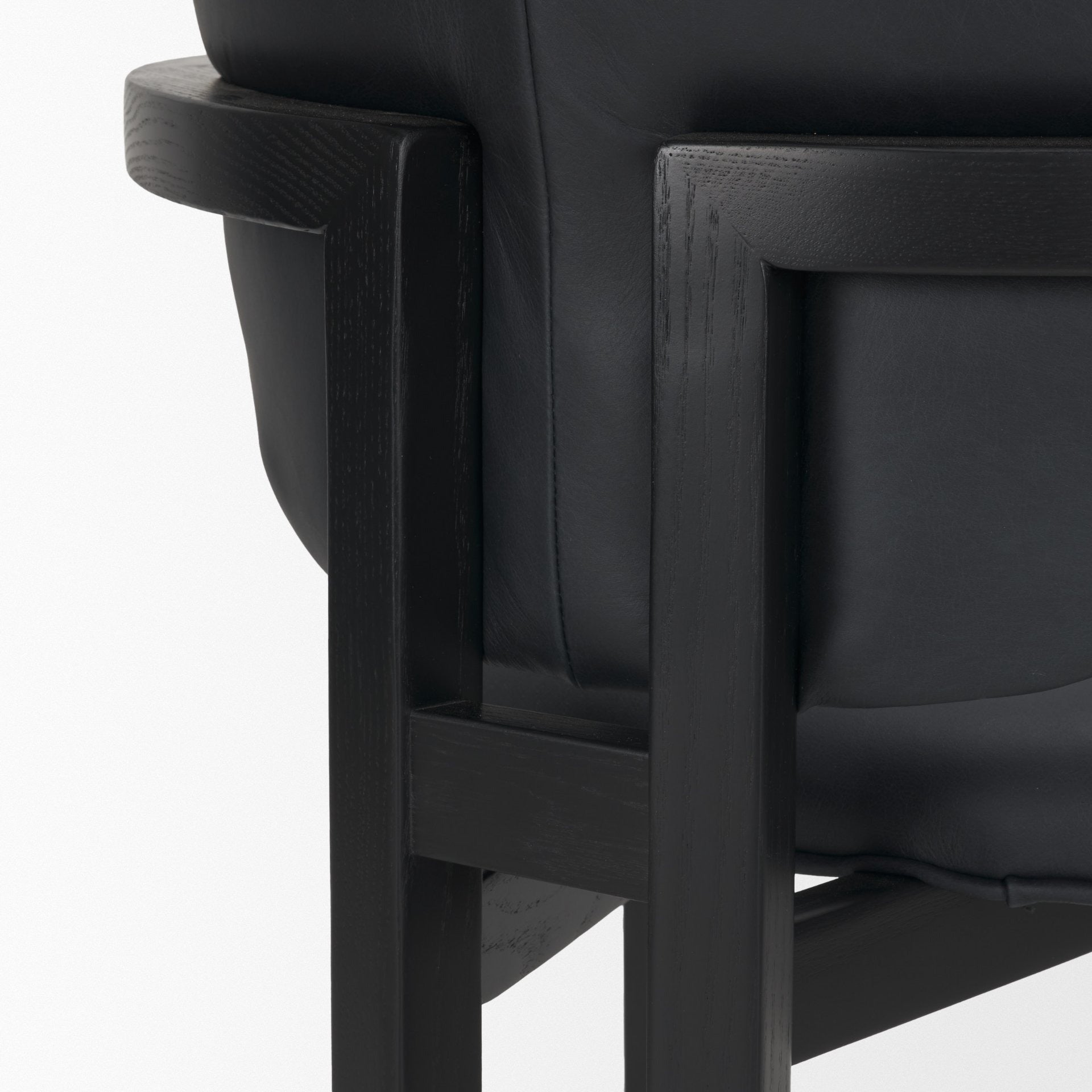 Carlisle Curved Back Black Leather Tripod Frame Dining Armchair - Dekor Butik