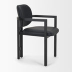 Carlisle Curved Back Black Leather Tripod Frame Dining Armchair - Dekor Butik