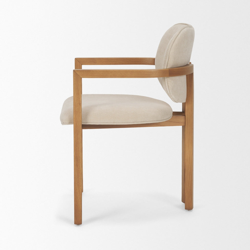 Carlisle Curved Back Cream Chenille Tripod Frame Dining Armchair - Dekor Butik