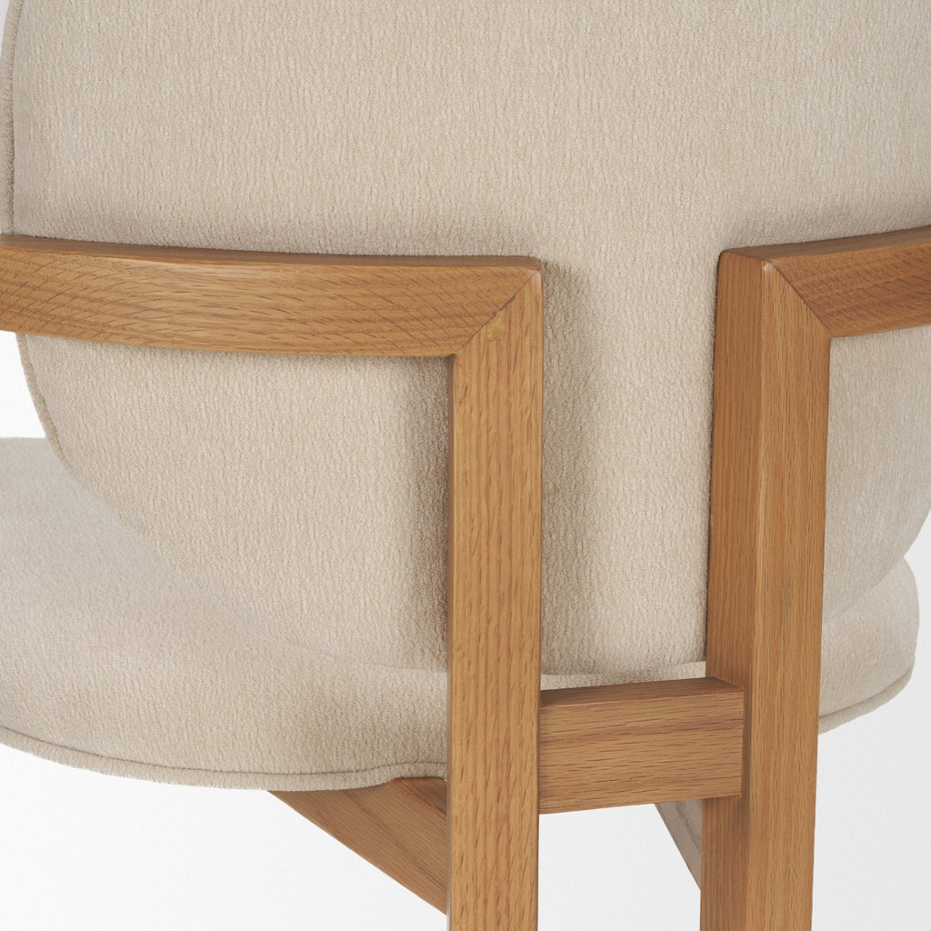 Carlisle Curved Back Cream Chenille Tripod Frame Dining Armchair - Dekor Butik