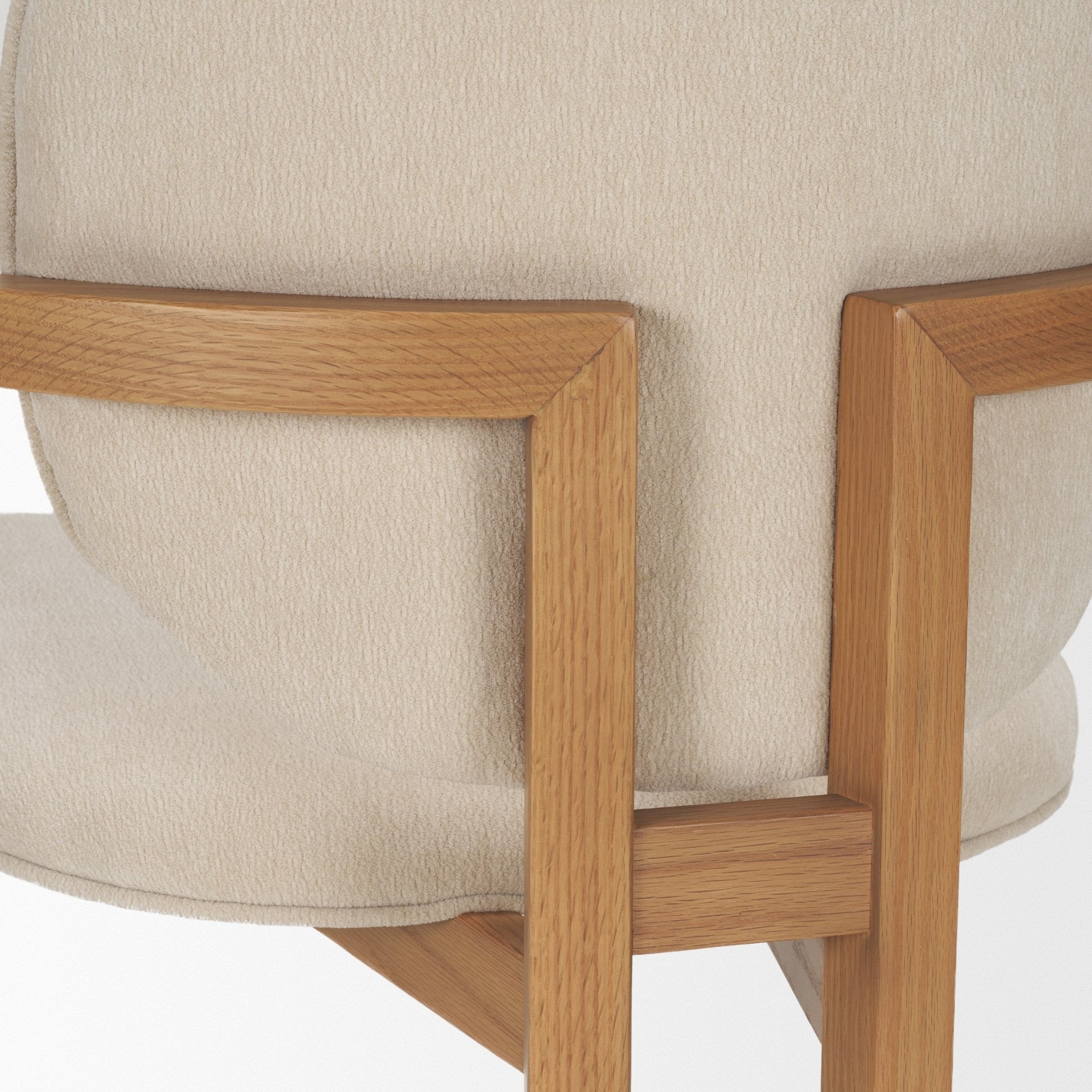 Carlisle Curved Back Cream Chenille Tripod Frame Dining Armchair - Dekor Butik