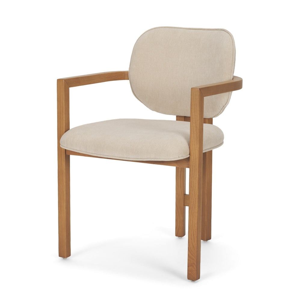 Carlisle Curved Back Cream Chenille Tripod Frame Dining Armchair - Dekor Butik