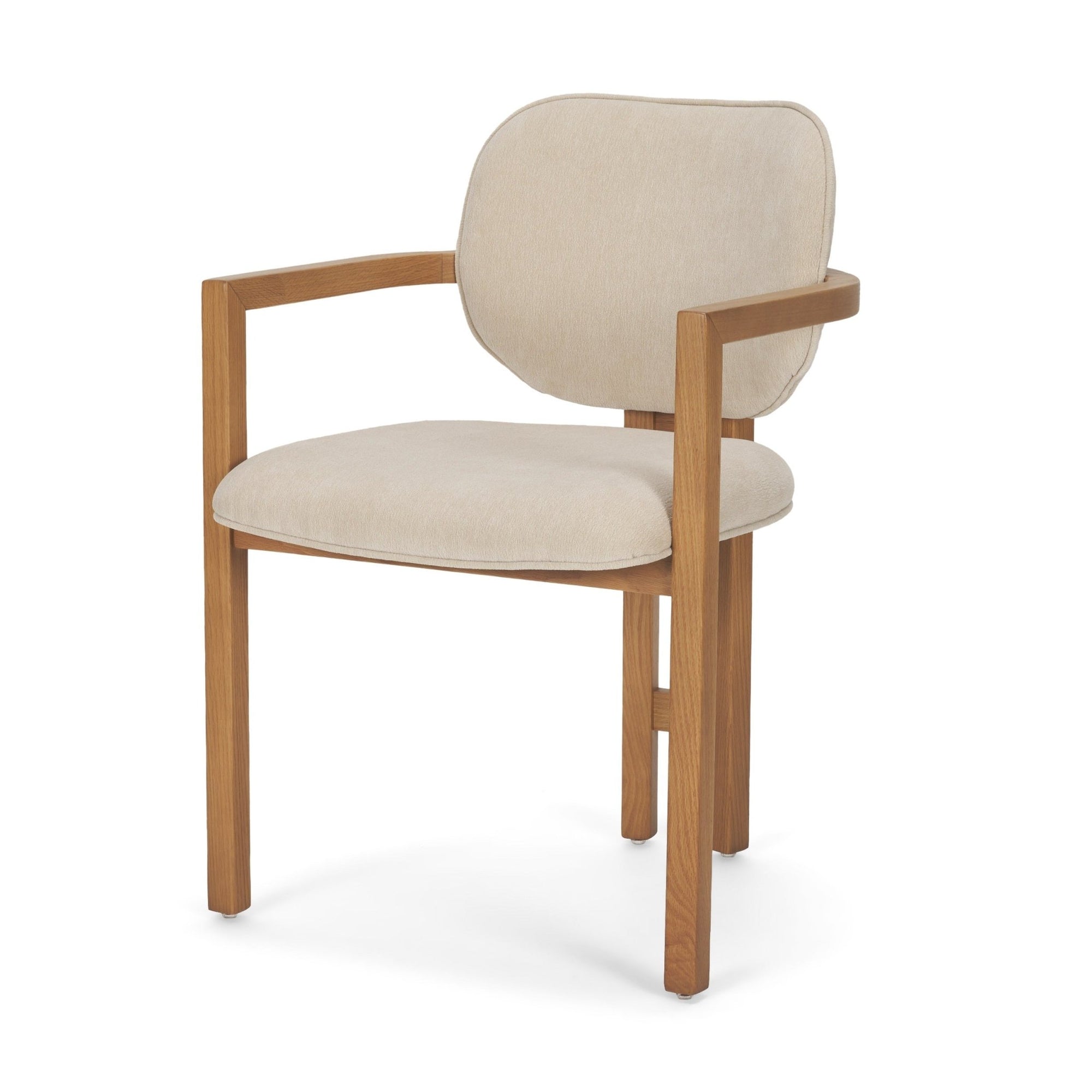 Carlisle Curved Back Cream Chenille Tripod Frame Dining Armchair - Dekor Butik