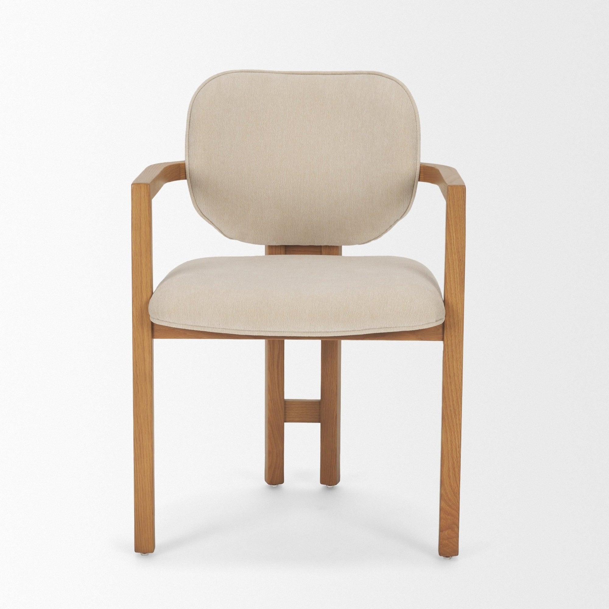 Carlisle Curved Back Cream Chenille Tripod Frame Dining Armchair - Dekor Butik