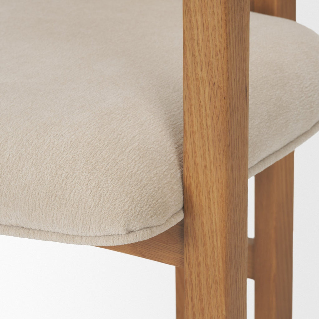 Carlisle Curved Back Cream Chenille Tripod Frame Dining Armchair - Dekor Butik