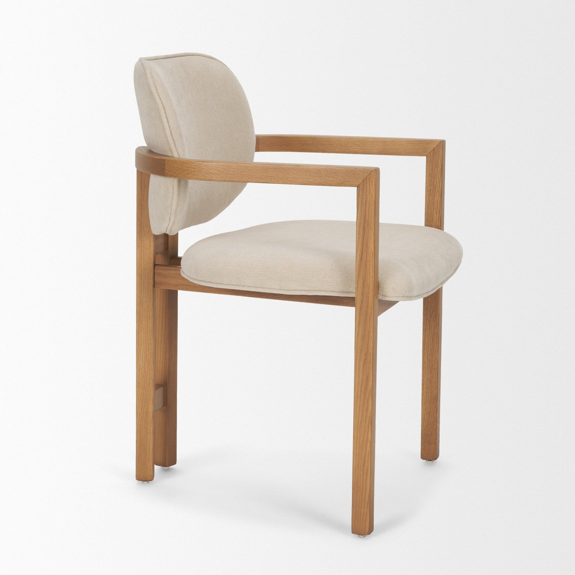 Carlisle Curved Back Cream Chenille Tripod Frame Dining Armchair - Dekor Butik
