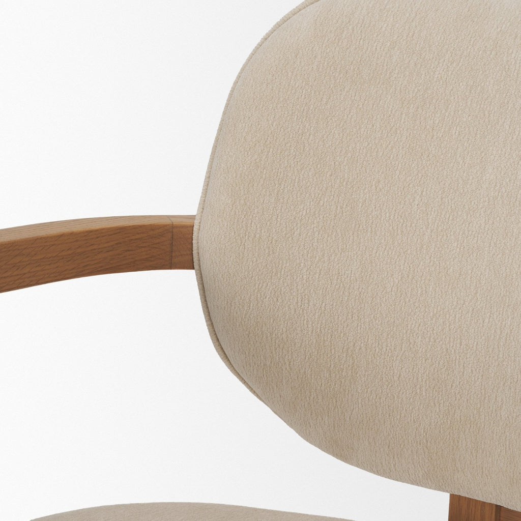 Carlisle Curved Back Cream Chenille Tripod Frame Dining Armchair - Dekor Butik