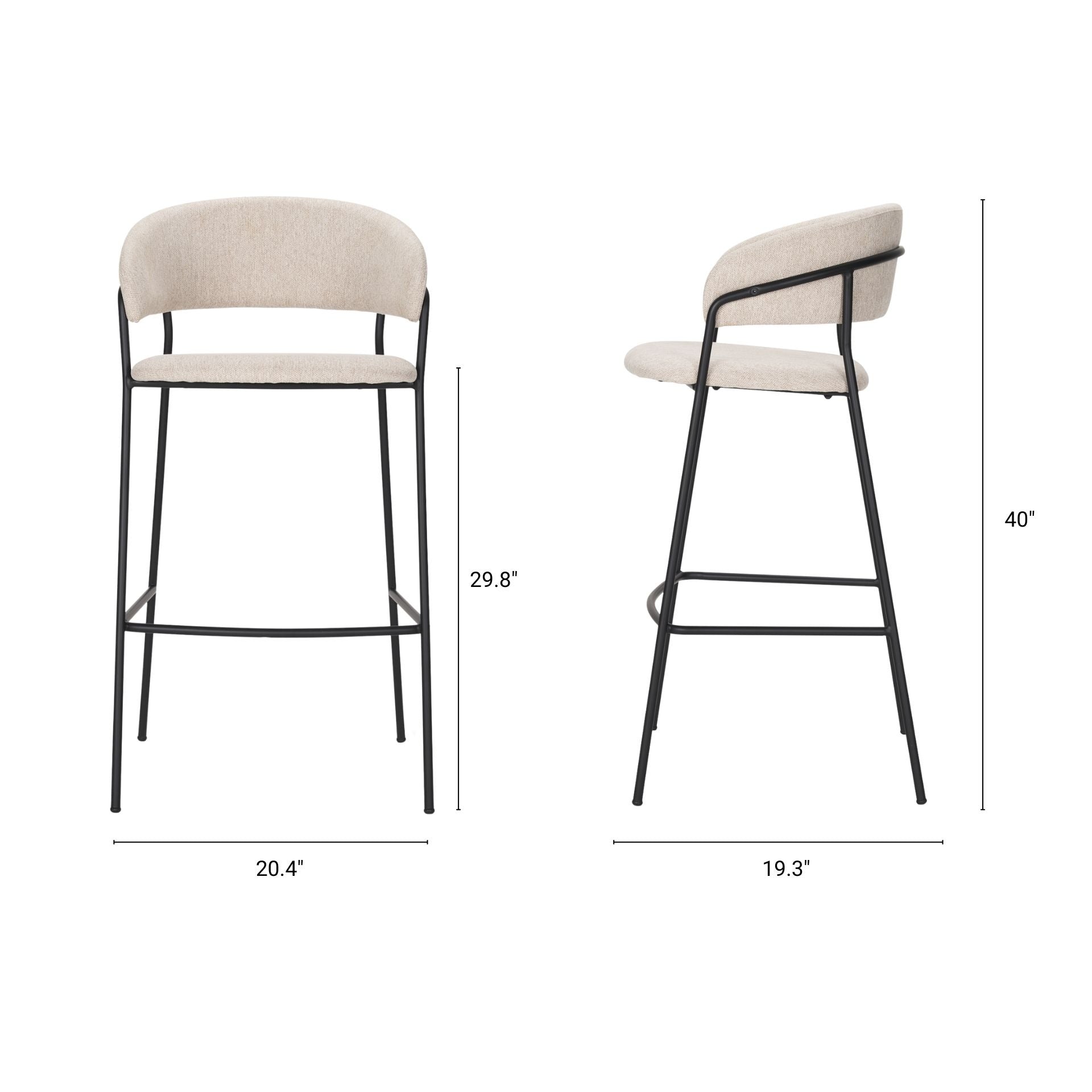 Carolyn Fabric Seat Stool - Dekor Butik