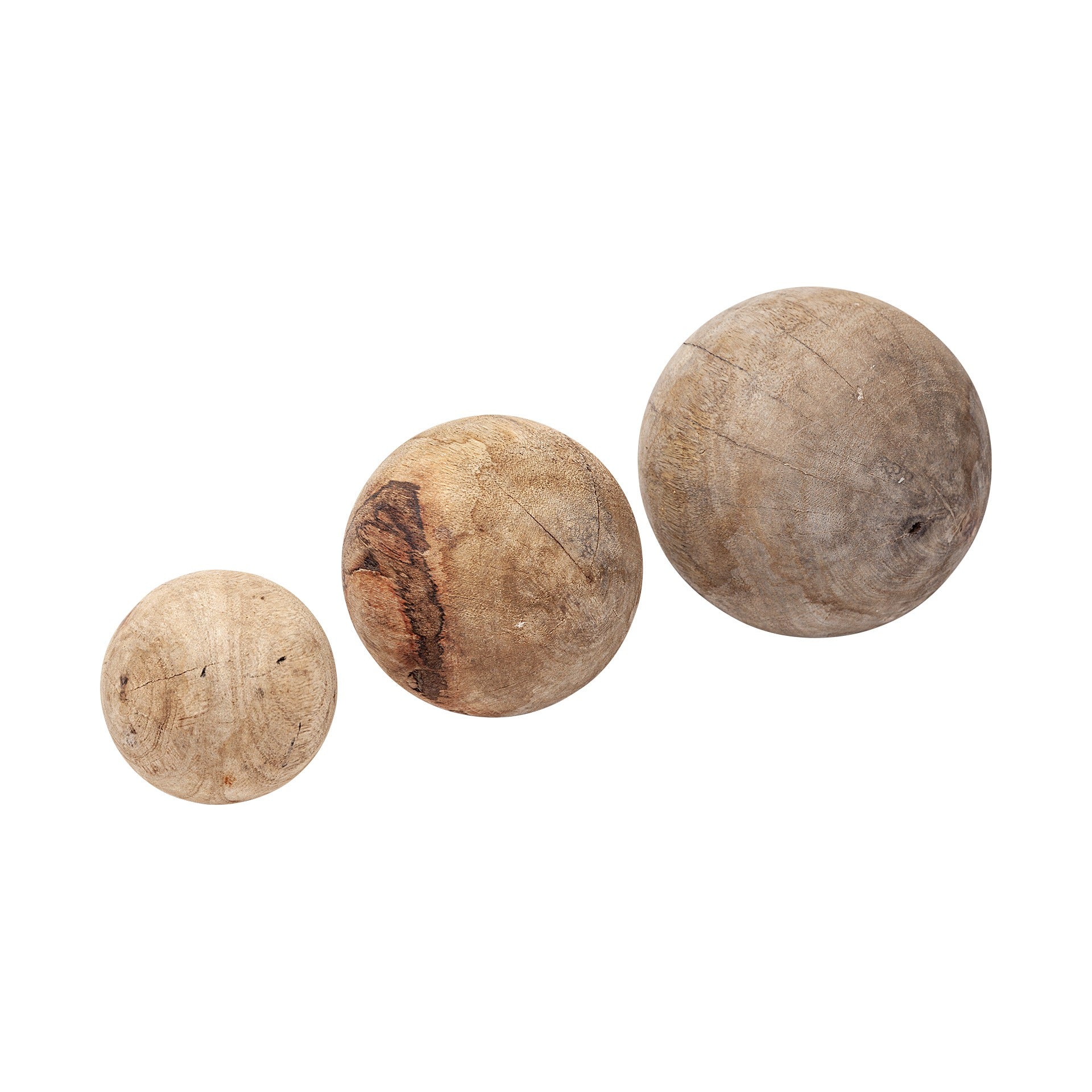 Carrick (Set of 3) Natural Wood Decorative Spheres - Dekor Butik
