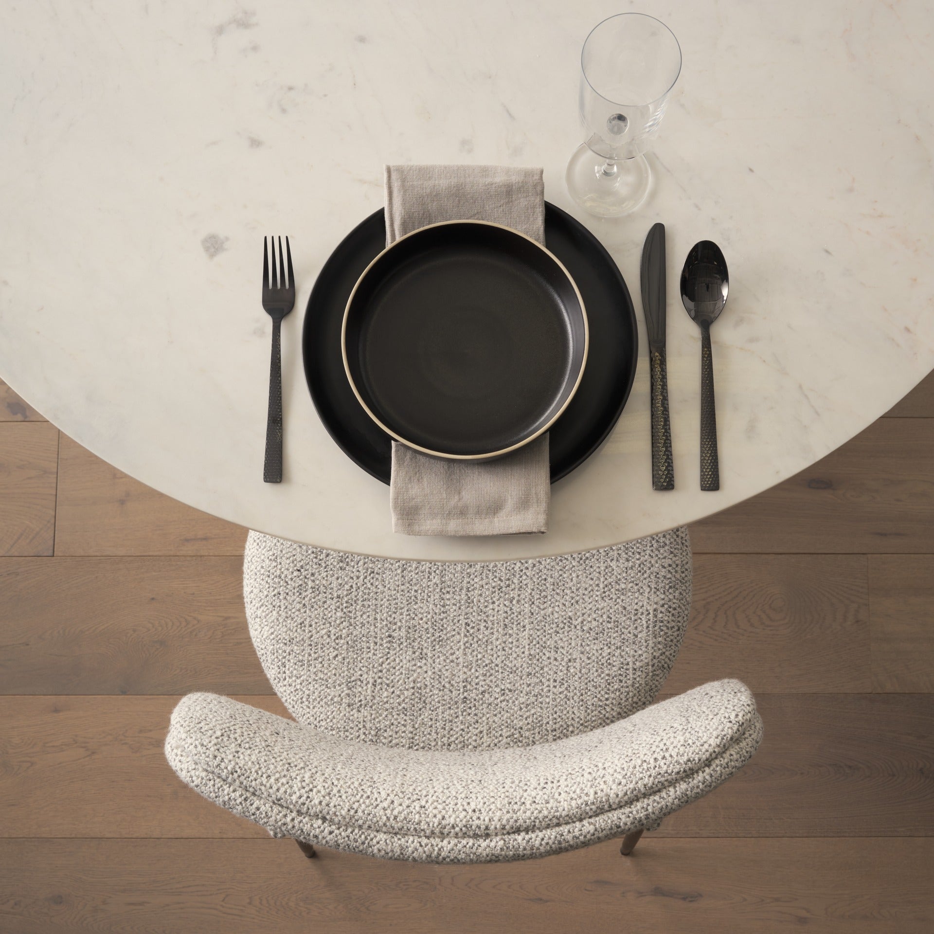 Casey Matte Black Metal w/ Gray Fabric Dining Chair - Dekor Butik