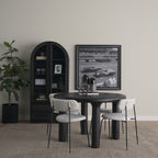 Casey Matte Black Metal w/ Gray Fabric Dining Chair - Dekor Butik