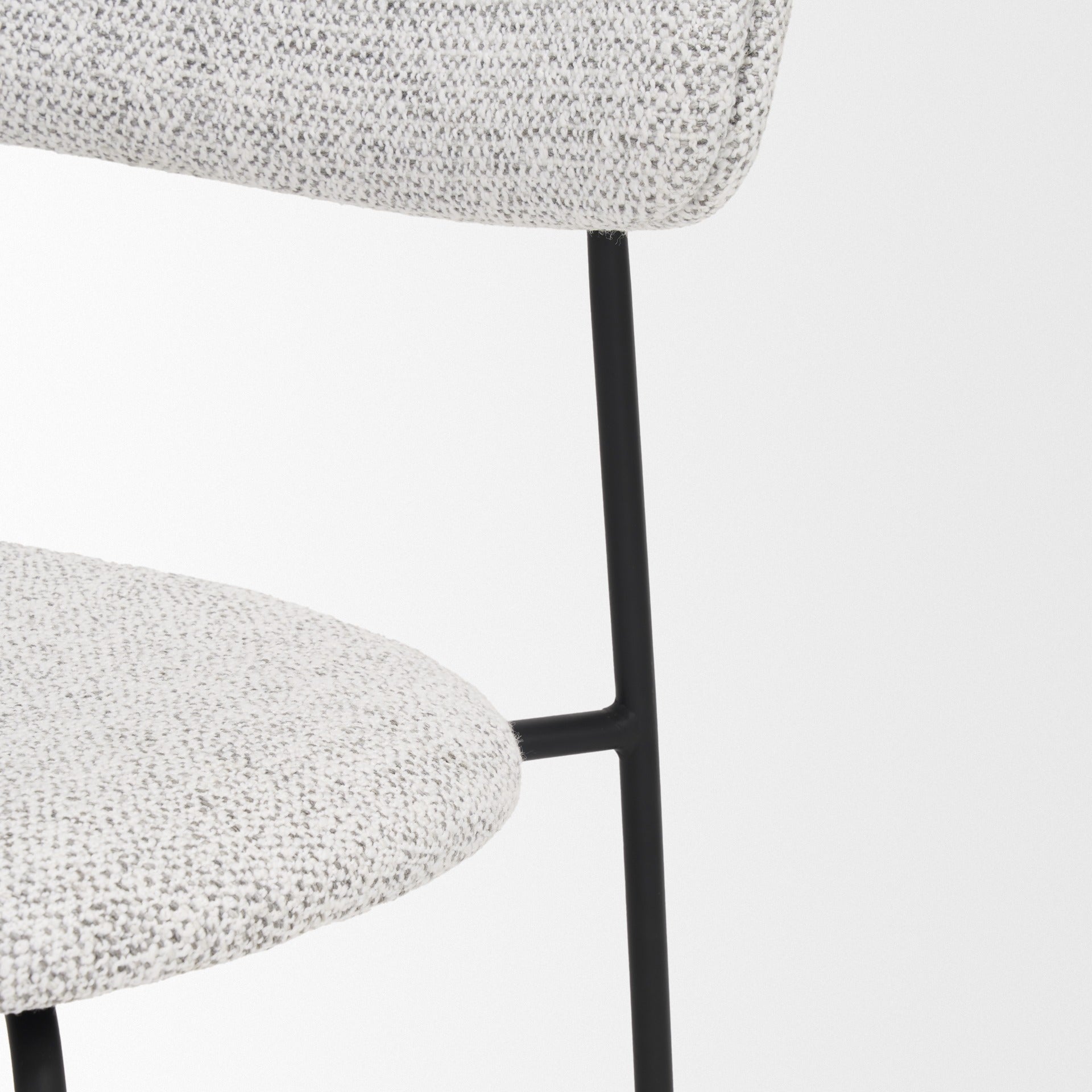 Casey Matte Black Metal w/ Gray Fabric Dining Chair - Dekor Butik