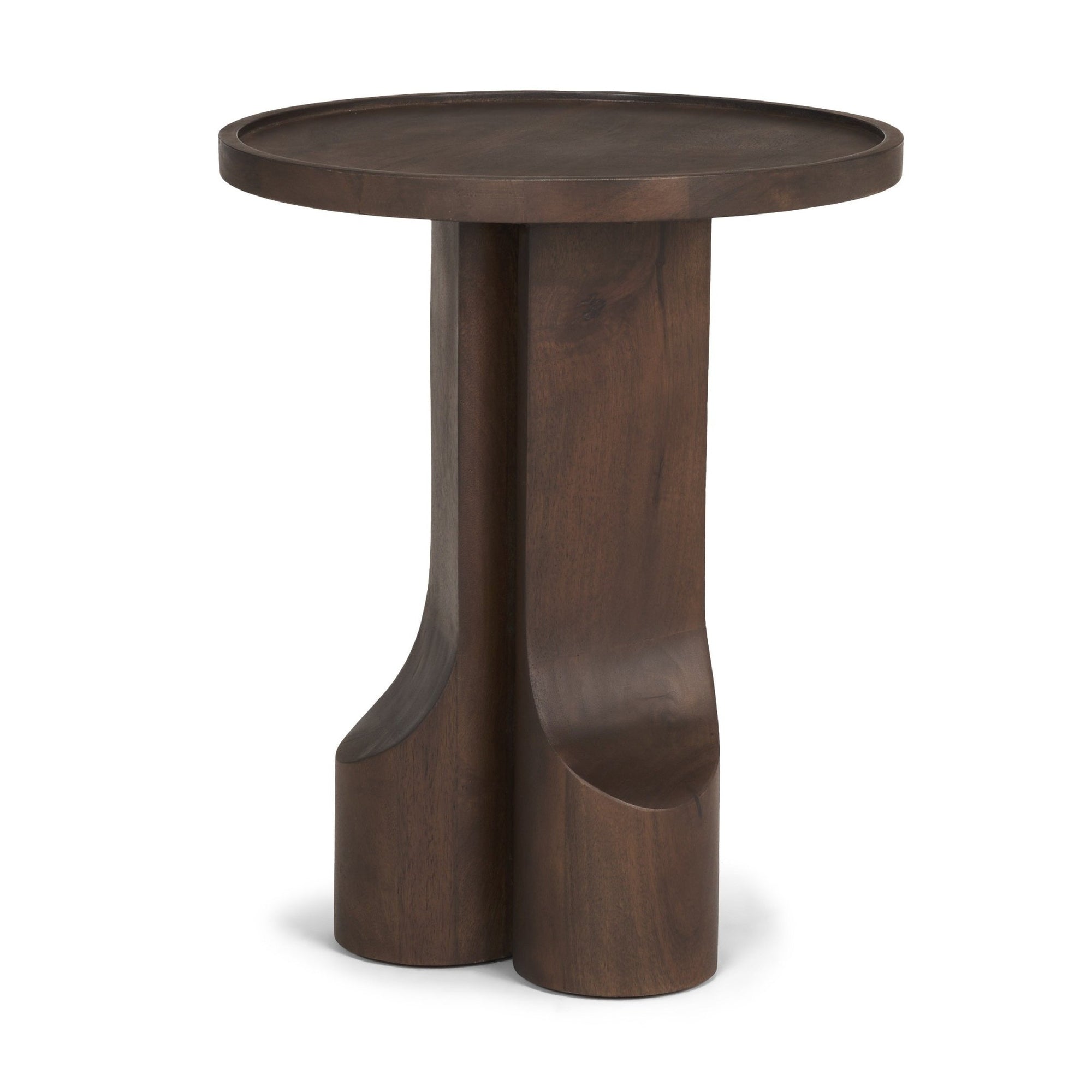 Cayson Dark Brown Sculptural Round Accent Table - Dekor Butik