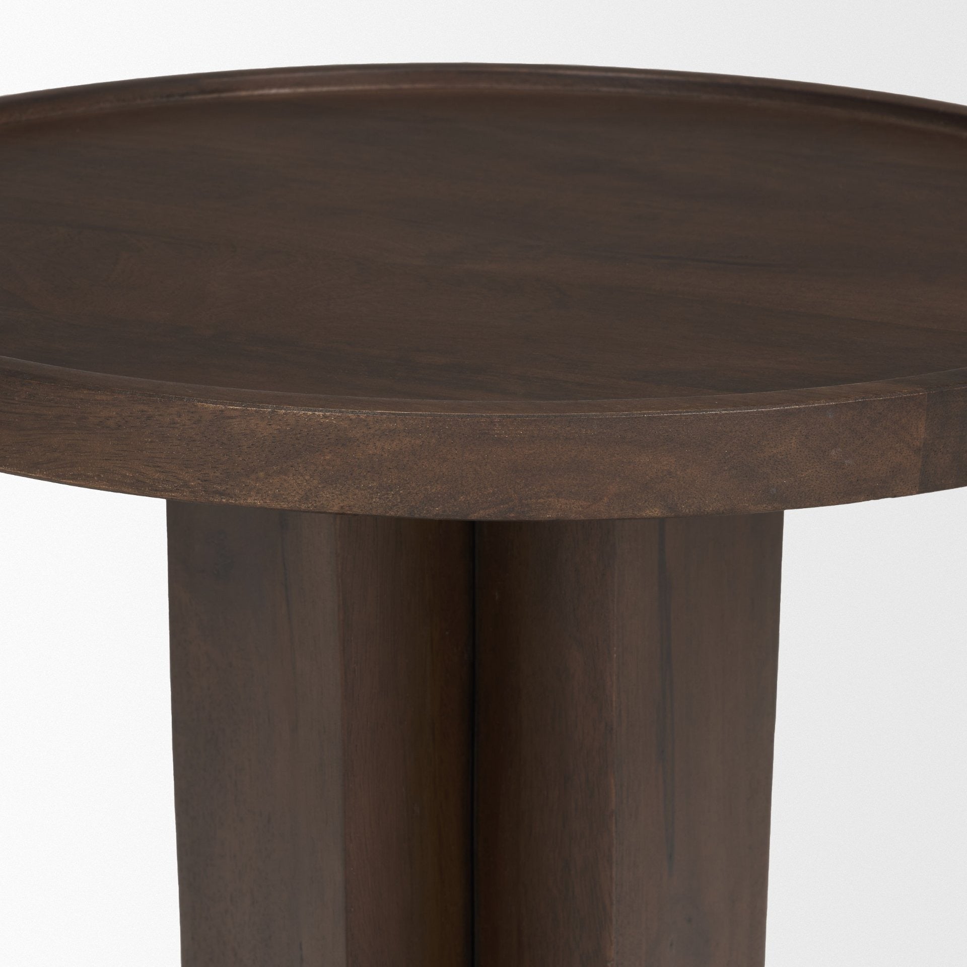 Cayson Dark Brown Sculptural Round Accent Table - Dekor Butik