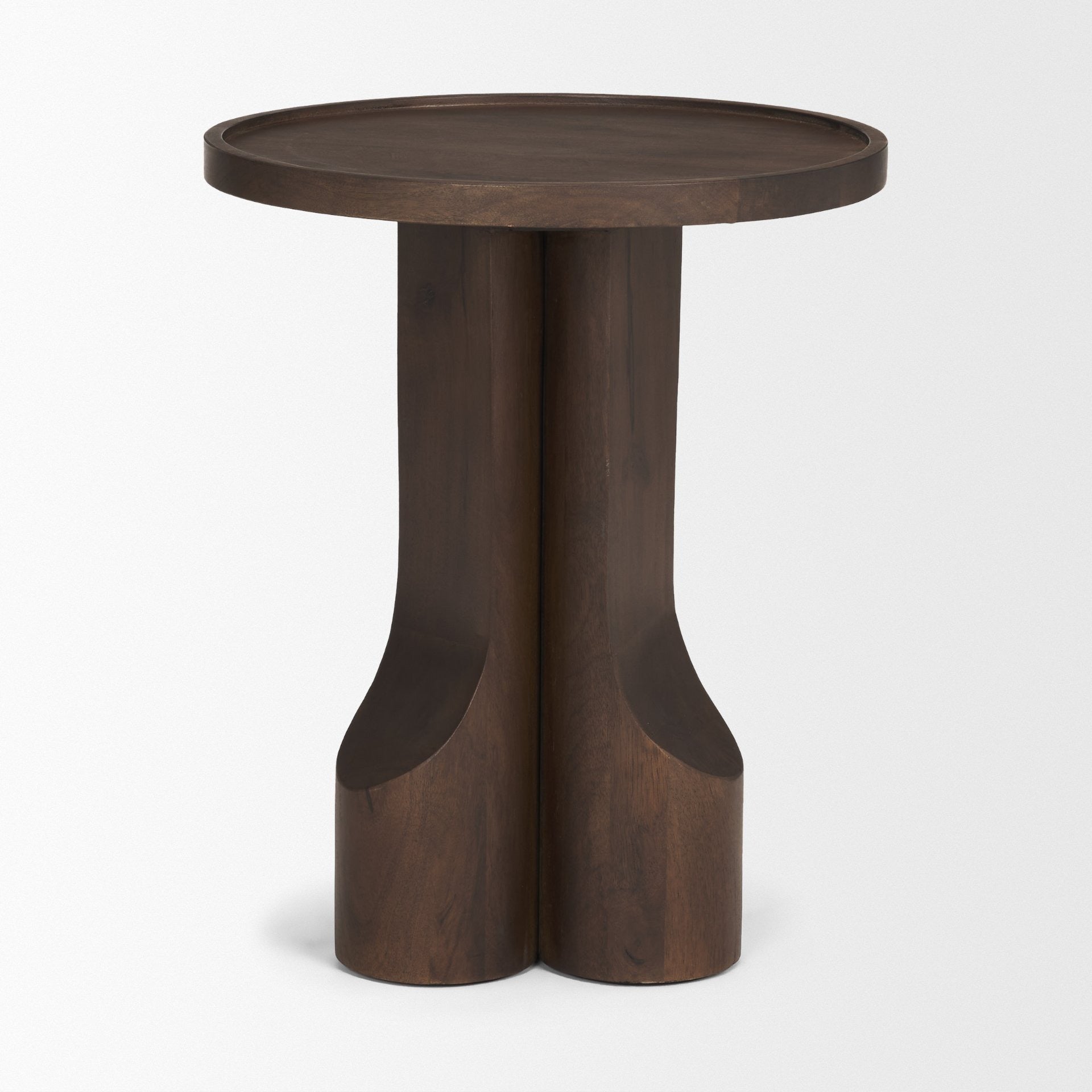 Cayson Dark Brown Sculptural Round Accent Table - Dekor Butik