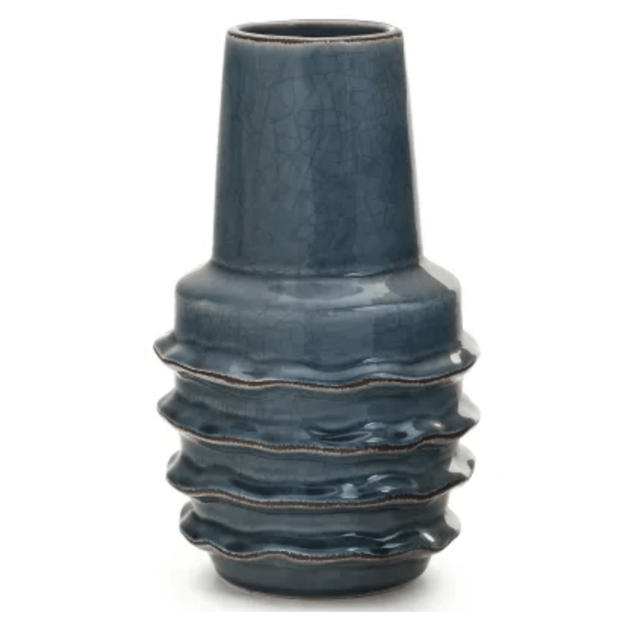 DecorCeramic Vase With Ruffles - Blue - Dekor Butik
