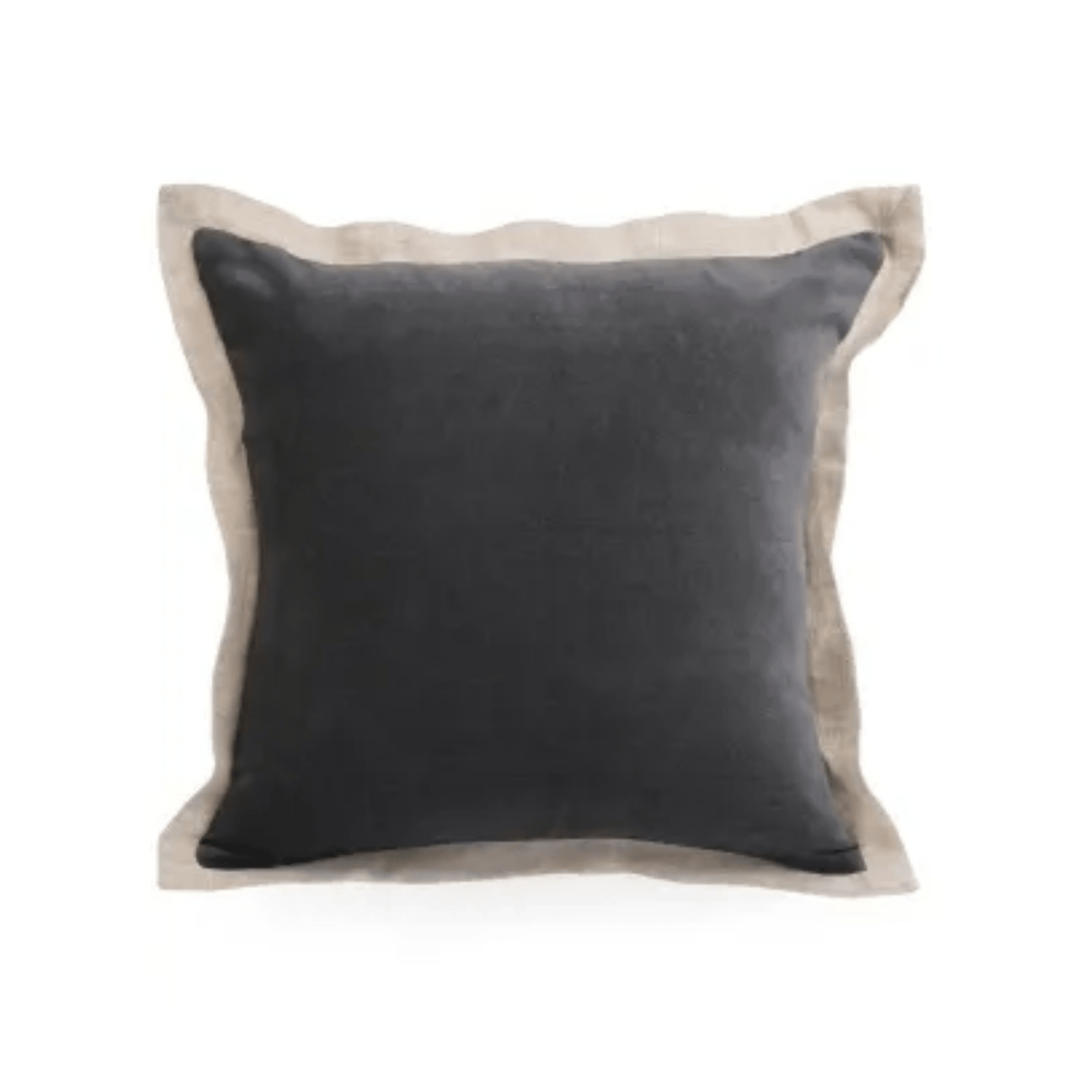 Cushions & ThrowsCharcoal Velvet & Linen Flanged Toss Cushion - 17"X 17" - Dekor Butik