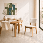 Dining ChairsClara Solid Wood Dining Chair, Cream - Dekor Butik