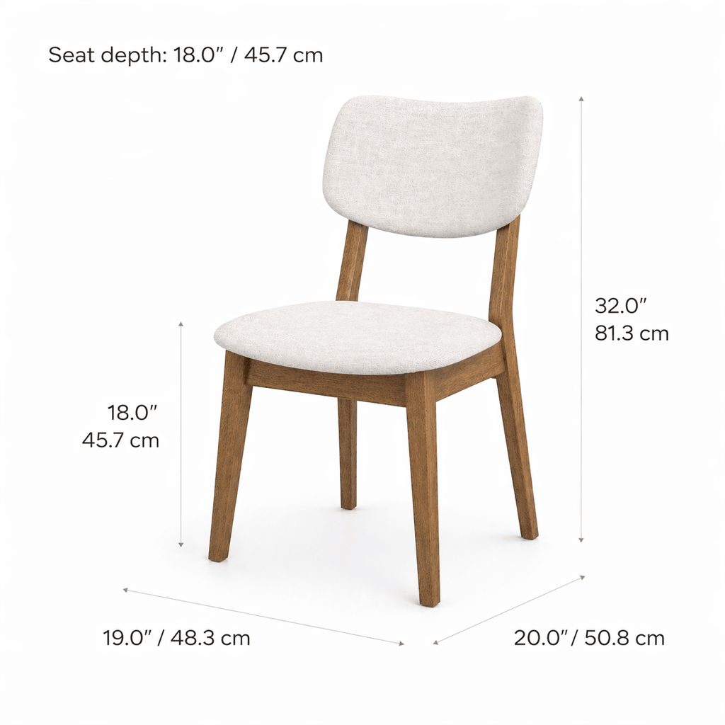 Dining ChairsClara Solid Wood Dining Chair - Smoked Oak and Heathered Ivory - Dekor Butik