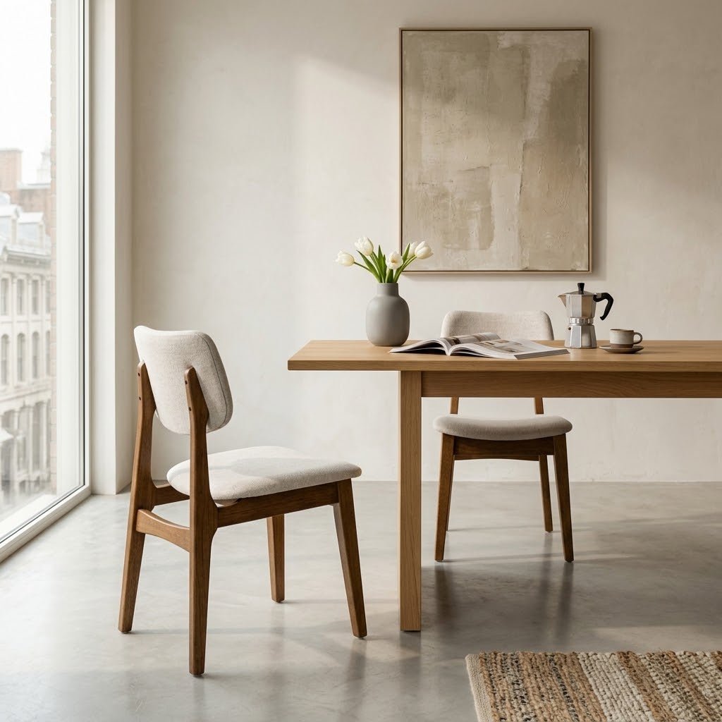 Dining ChairsClara Solid Wood Dining Chair - Smoked Oak and Heathered Ivory - Dekor Butik