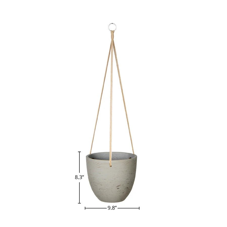 Classic Medium Hanging Pot - Cement Grey - Dekor Butik