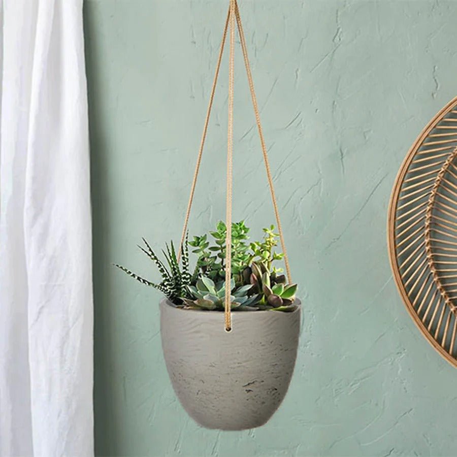 Classic Medium Hanging Pot - Cement Grey - Dekor Butik