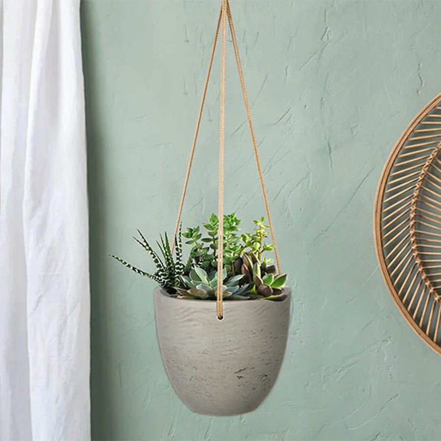 Classic Small Hanging Pot - Cement Grey - Dekor Butik