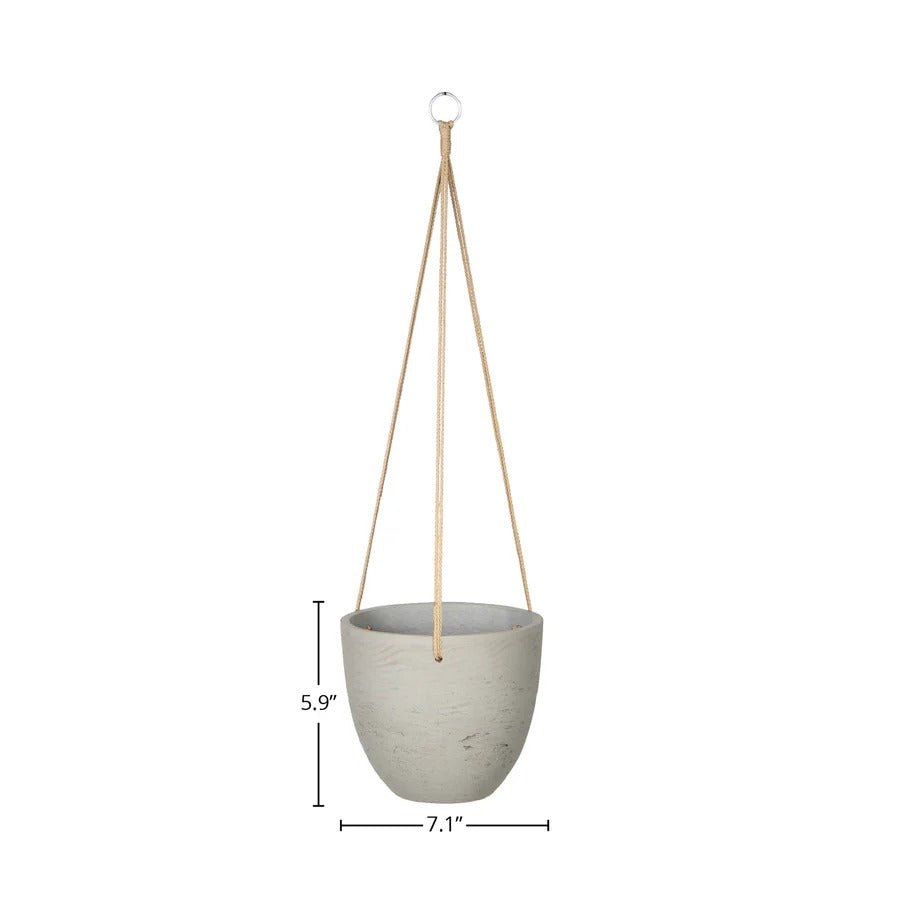 Classic Small Hanging Pot - Cement Grey - Dekor Butik