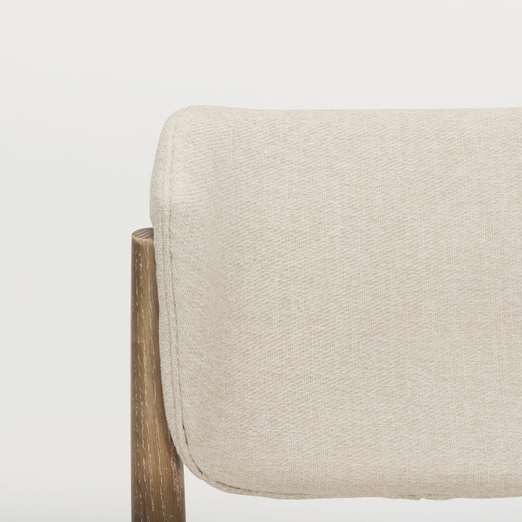 Cline Cream Fabric Upholstered and Light Brown Wood Dining Chair - Dekor Butik