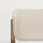 Cline Cream Fabric Upholstered and Light Brown Wood Dining Chair - Dekor Butik