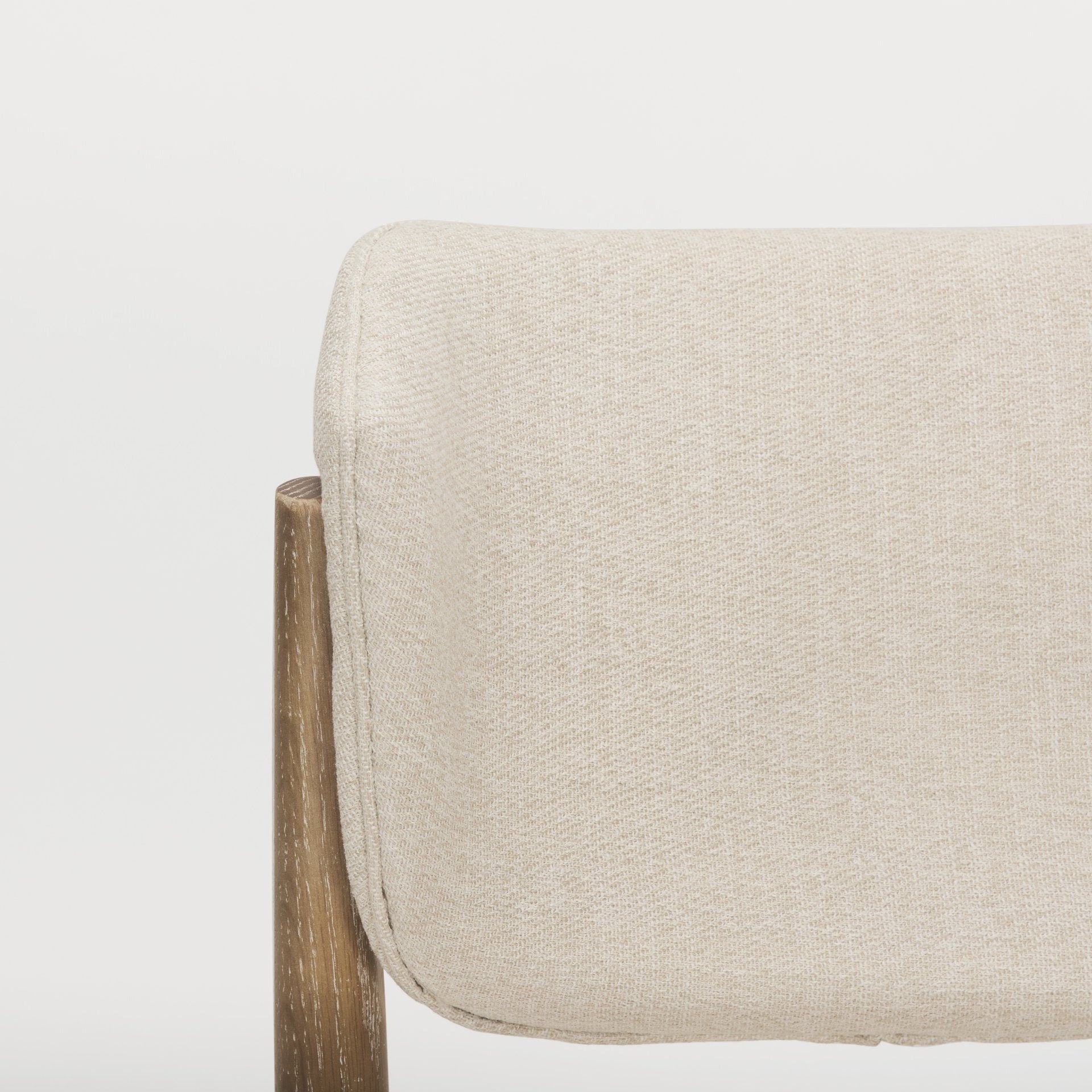 Cline Cream Fabric Upholstered and Light Brown Wood Dining Chair - Dekor Butik