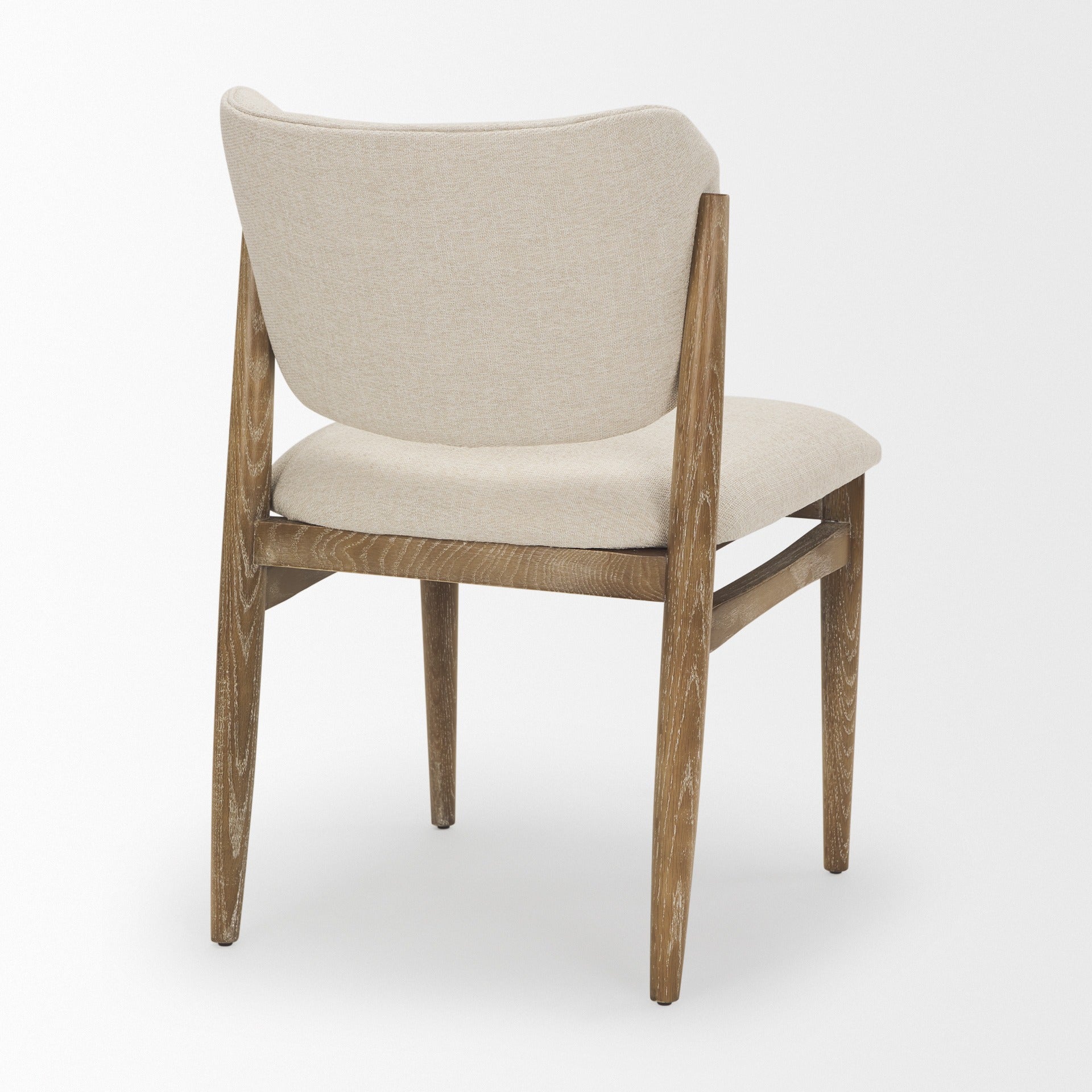 Cline Cream Fabric Upholstered and Light Brown Wood Dining Chair - Dekor Butik