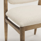 Cline Cream Fabric Upholstered and Light Brown Wood Dining Chair - Dekor Butik