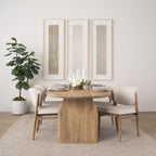 Cline Cream Fabric Upholstered and Light Brown Wood Dining Chair - Dekor Butik