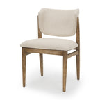 Cline Cream Fabric Upholstered and Light Brown Wood Dining Chair - Dekor Butik