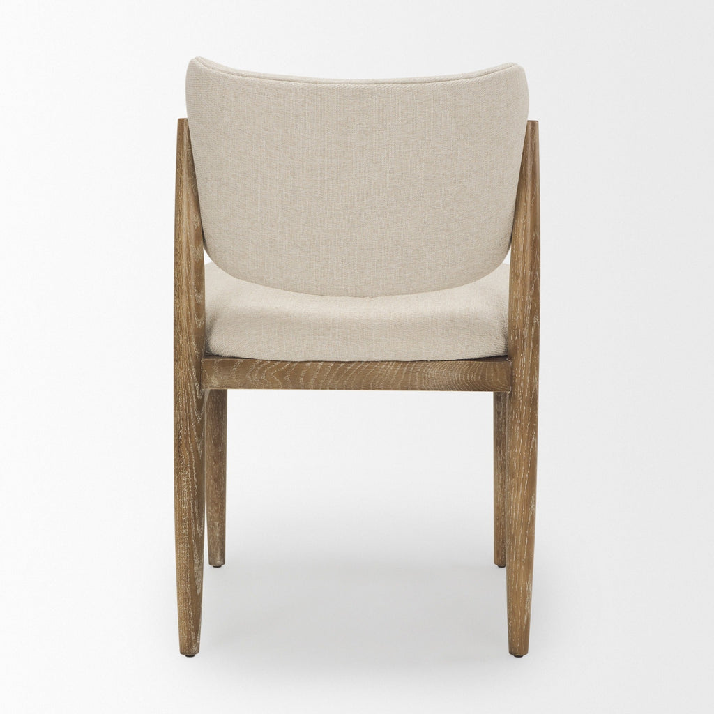 Cline Cream Fabric Upholstered and Light Brown Wood Dining Chair - Dekor Butik