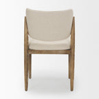 Cline Cream Fabric Upholstered and Light Brown Wood Dining Chair - Dekor Butik