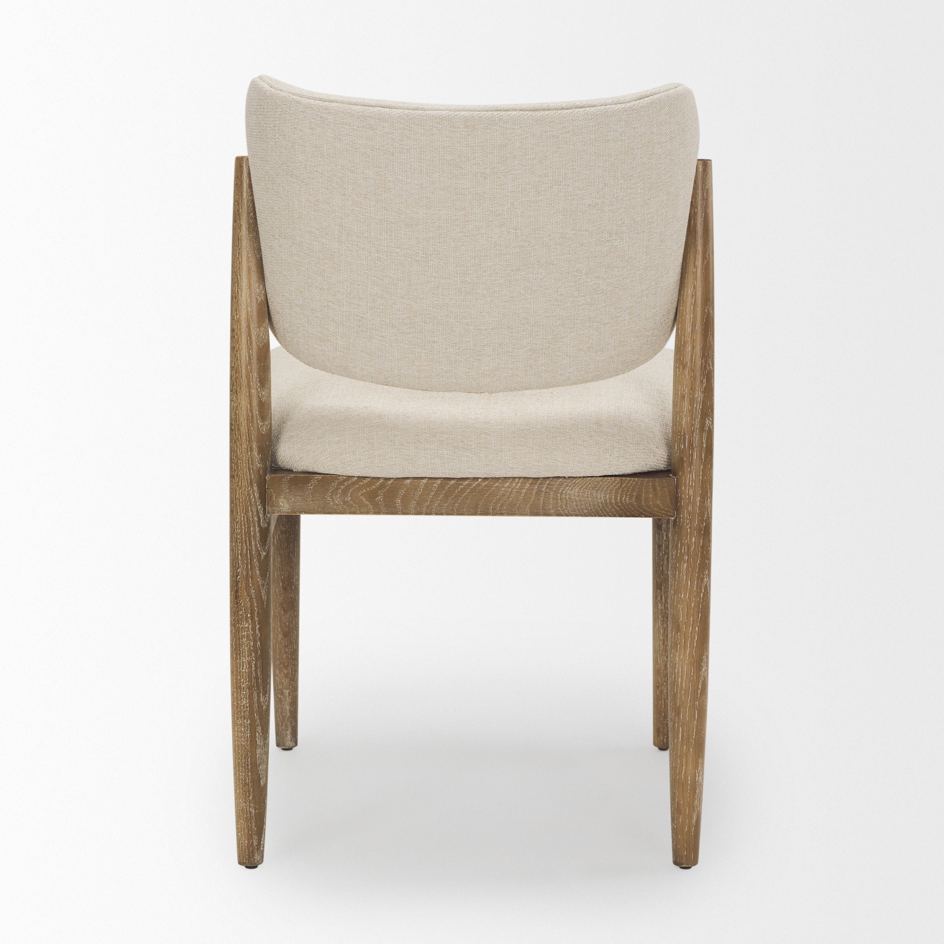 Cline Cream Fabric Upholstered and Light Brown Wood Dining Chair - Dekor Butik